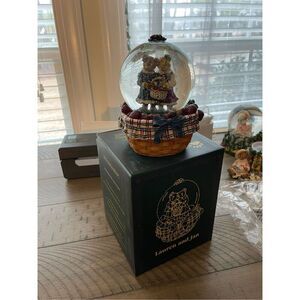 Boyds Bears Lauren & Jan Musical Glass Water Ball Plays Side by‎ Side New in Box